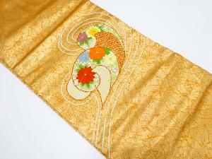 パッチワーク　荒波に菊模様刺繍名古屋帯